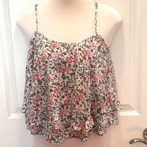Pretty & Flirty Hollister Tiered Floral Spaghetti Strap Cami XS